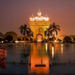 The Patuxay Monument at Vientiane, Laos at night