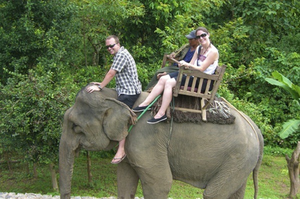 Riding elephant