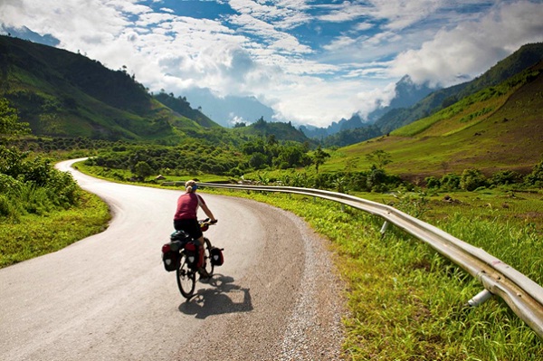 Cycling in Lao village