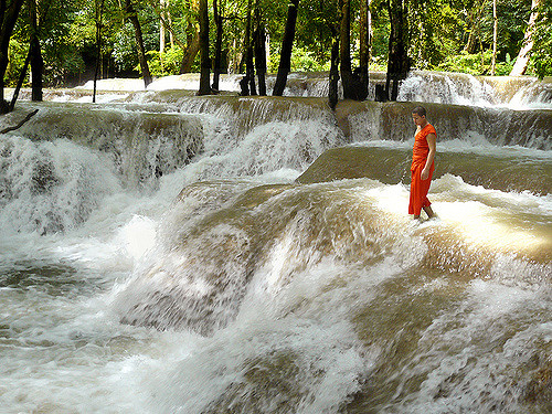 Tad Sae waterfall in rainy season