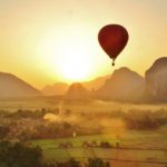 Sunrise balloon over Vang Vieng village